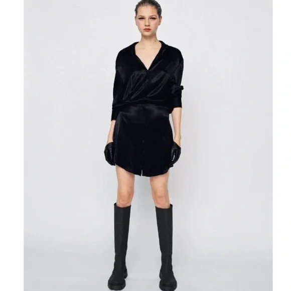 Zara Satin Black Mini Dress - Picture 4 of 6